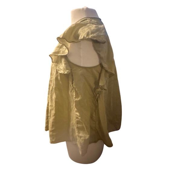 Women 0 Forte Forte Italy Top Blouse Shirt Silk Blend Green Flutter Short Slv - Picture 4 of 8